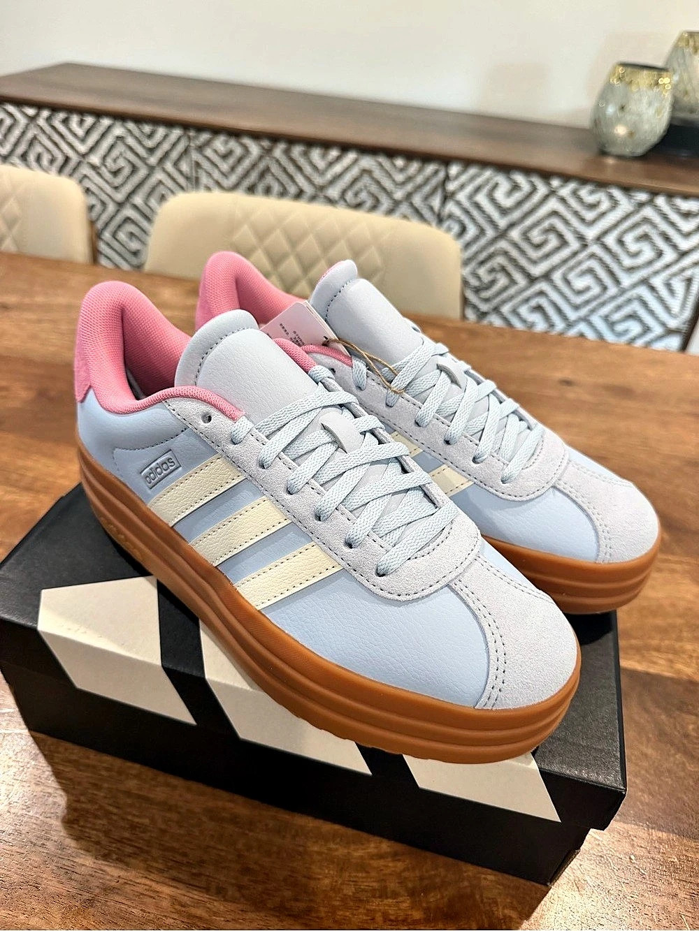Adidas VL Court Bold J- Blue & Pink Sneakers-Size 5.5Y/7W BNIB